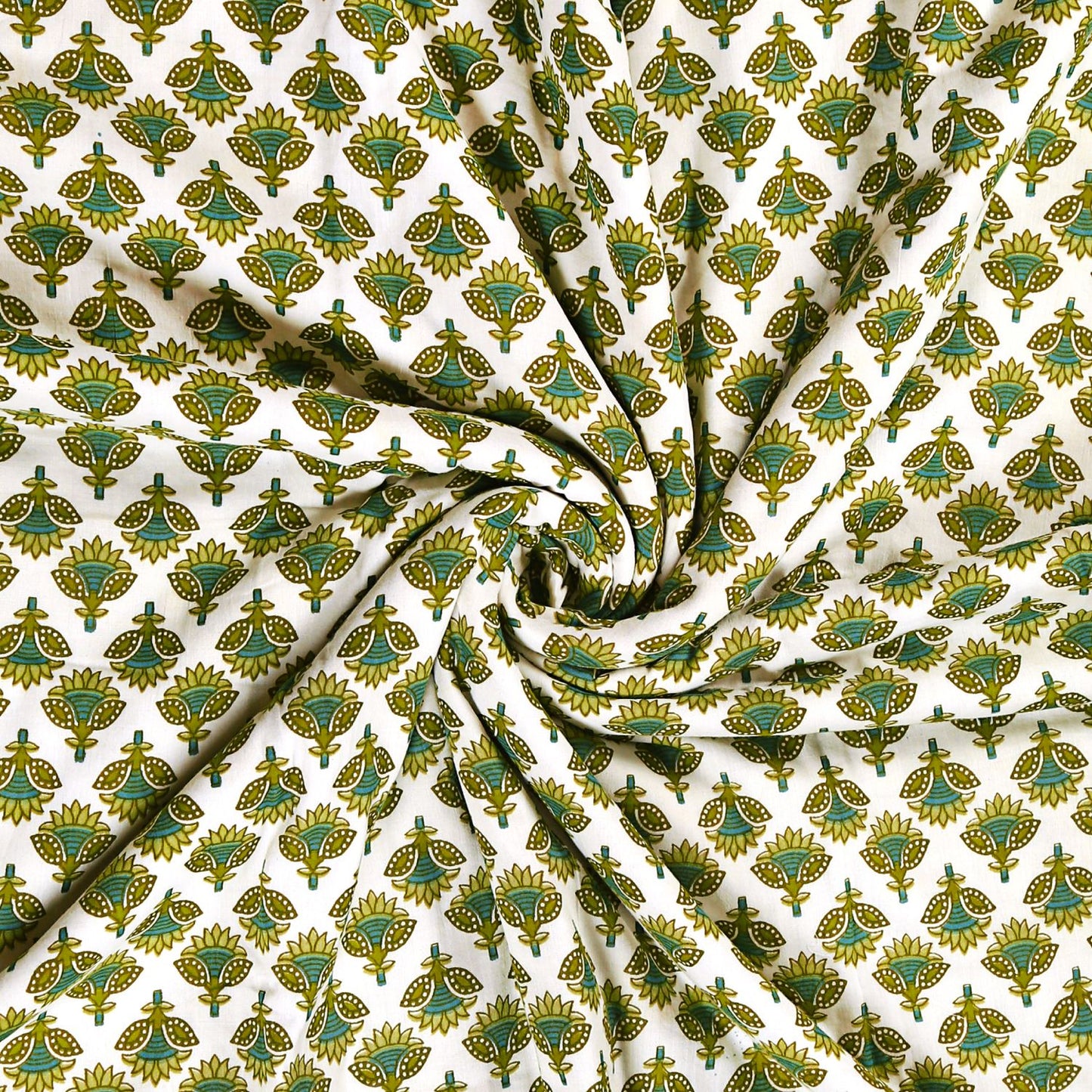 Green Floral Booty Hand Screen Print Double Bed AC Dohar