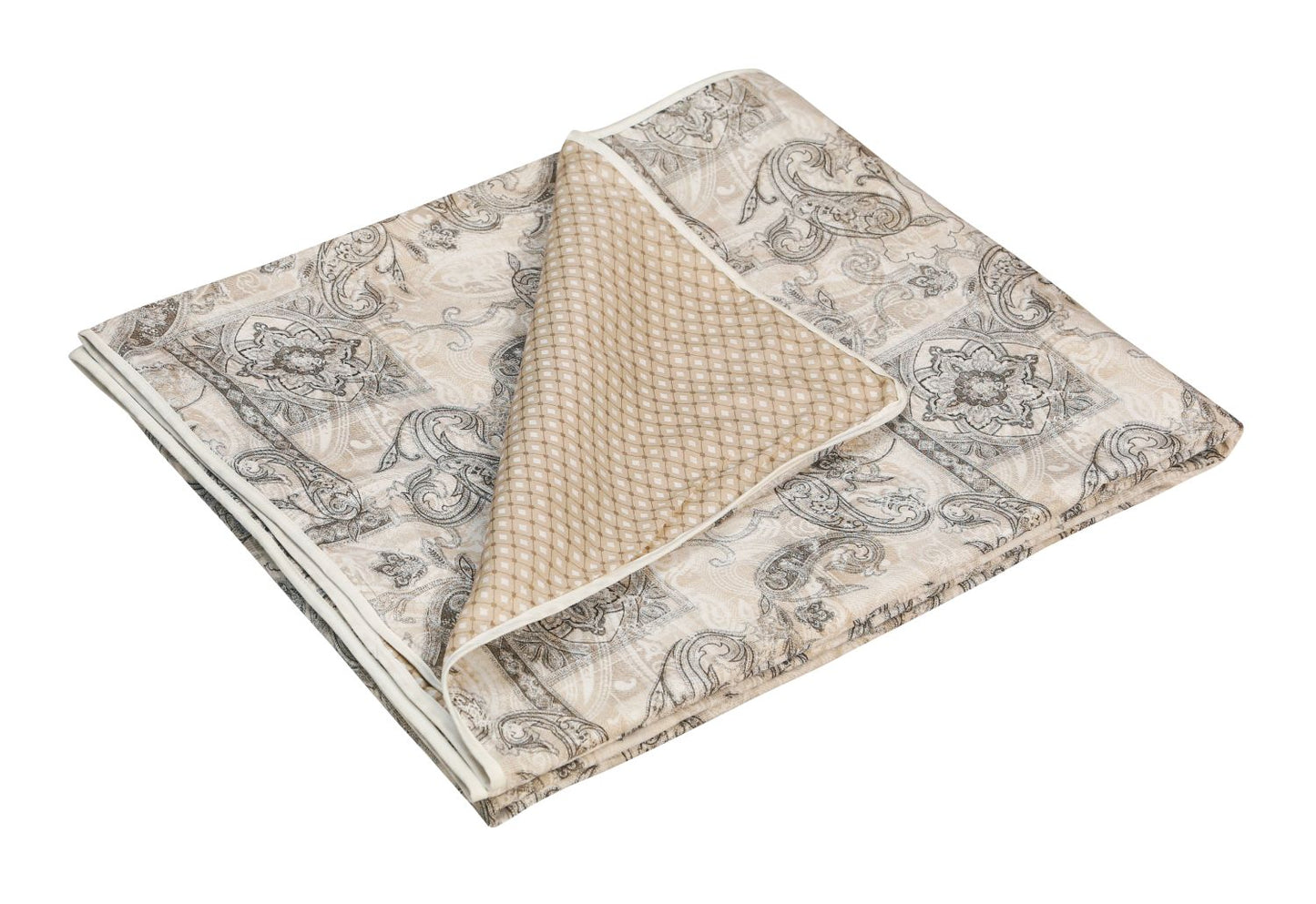 Brown and Beige Ambi and Floral Jaal Abstract Print Cotton Single Bed AC Dohar