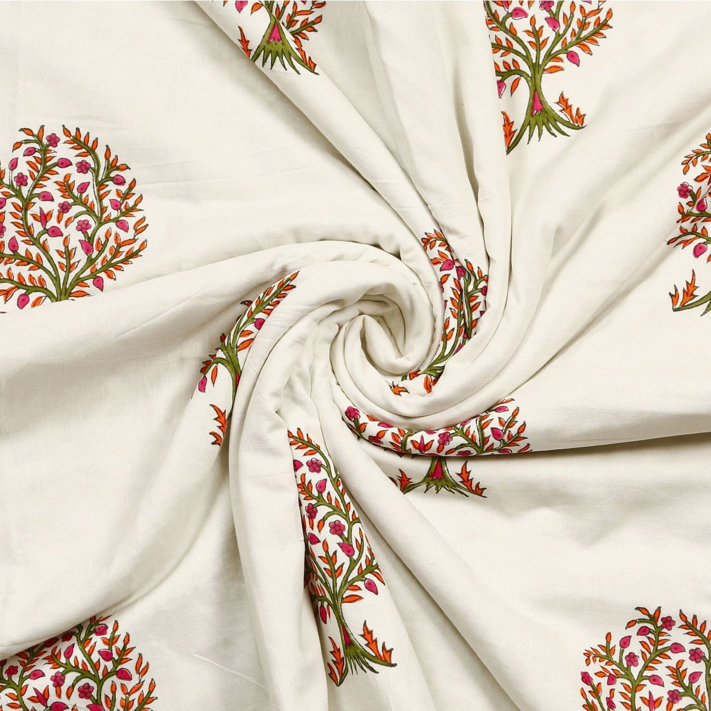Pink and Green Tree Motif Hand Block Printed Single Bed AC Dohar