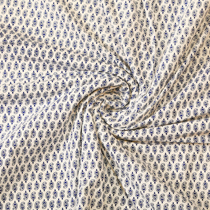 Indigo Blue and White Traditional Bootie Print Cotton Double Bedsheet